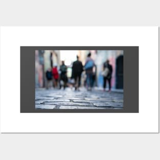 Background abstract street scene of people walking away taken in  Hosier Lane Posters and Art